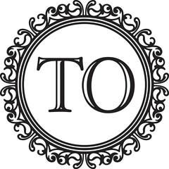 Ornate vector monogram featuring capital letters T and O within a decorative circular frame on a dark background