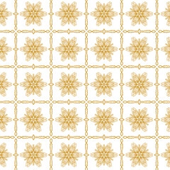 Gold Floral Grid Pattern, Black and Gold Symmetric Motif, Luxury Seamless Flower Pattern
