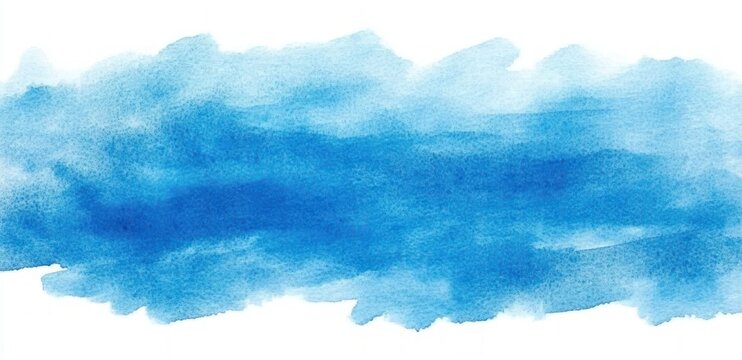 horizontal band of blue watercolor brush strokes on white textured paper, evoking calm and serene mood