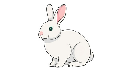 Premium flat-vector rabbit with soft curves, simple shading, pastel color accents, isolated on clean white background