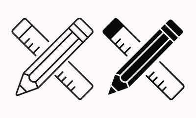 Pencil and Ruler Icon Set for Education and Design Projects