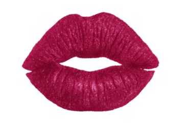 Woman's lips wearing vibrant pink lipstick, sensuality and glamour, perfect for beauty and fashion themes, transparent background