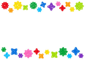 手描きのクレヨン素材　背景　キラキラしたフレーム