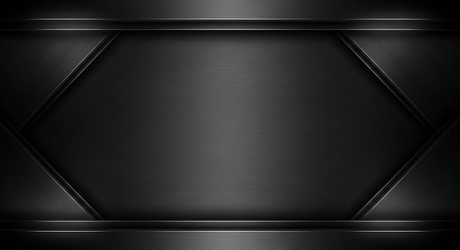 Dark brushed metal abstract geometric background with silver lines black carbon - Powered by Adobe