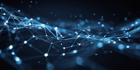 Abstract Data Visualization with Blue Lines and Bars Representing Network Connections in Digital Space for Technology and Modern Business Concepts