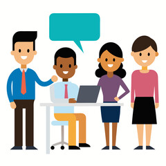 Diverse Leaders Giving Team Presentation Cartoon Vector 