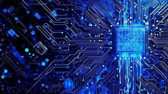 Blue circuit board with microchip