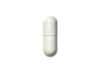 Opaque white pill with seam, centered on black background