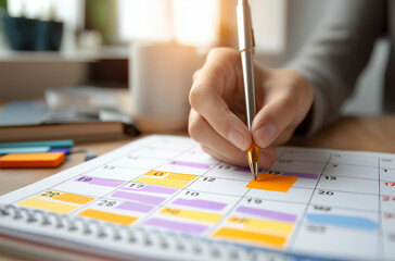 Stay organized and productive with this close-up of scheduling on a calendar, reminding you to plan ahead and achieve your goals with ease