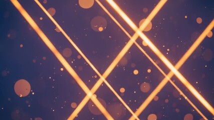 Dynamic glowing orange lines cross a dark background. Scattered light particles create a vibrant abstract design. Ideal for modern presentations or digital event backdrops