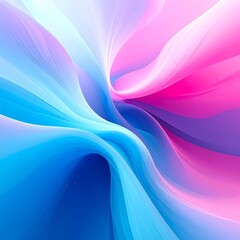 Abstract flowing gradient of blue to pink, swirling with translucent layers forming dynamic curves and organic forms