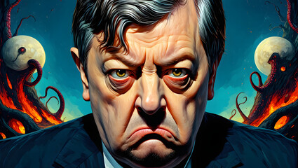 Mysterious Politician with Disturbing Backdrop