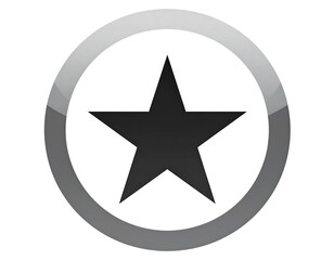Fototapeta premium A black five-pointed star is centered within a white-to-gray gradient circle, representing recognition