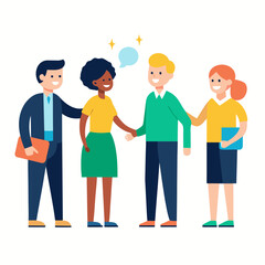 Inclusive Workplace Onboarding Scene Cartoon Vector