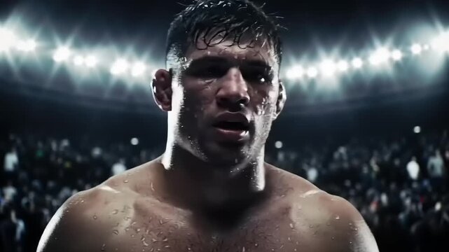 Exhausted Fighter in Arena.