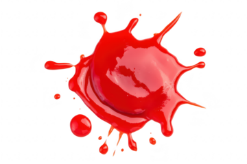 A splash of red paint on a white background. the dynamic motion and fluidity of the paint. ideal for creative projects. artistic expressions. and design elements