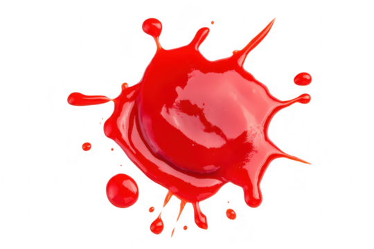 A splash of red paint on a white background. the dynamic motion and fluidity of the paint. ideal for creative projects. artistic expressions. and design elements