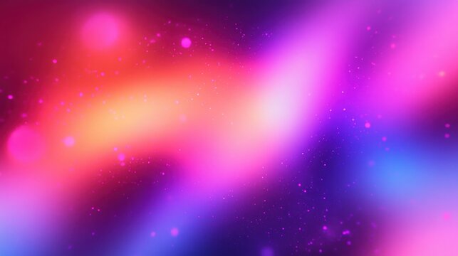 dreamy glowing cosmic gradient with soft pink, purple, blue and orange light streaks and scattered sparkling particles evoking wonder