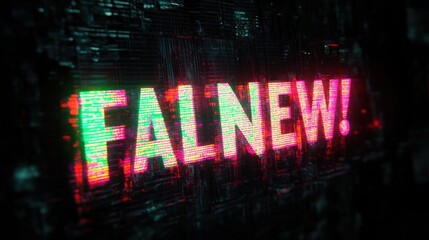 Glitchy neon glowing text falnew with exclamation mark on a dark futuristic digital circuitry background, urgent energetic cyberpunk atmosphere