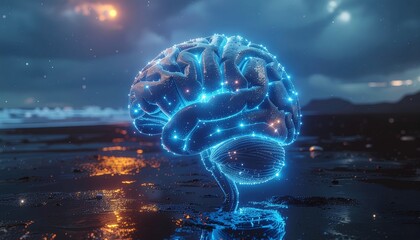 Abstract AI Brain Network Connection