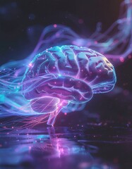 Abstract AI Brain with Neural Network Connections