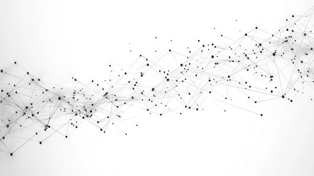 minimalist flowing network of black nodes and thin connecting lines on a white background conveying calm futuristic connectivity
