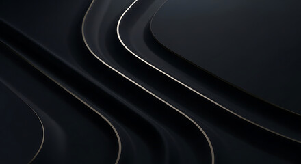 Dark abstract wavy lines with thin gold accents background black