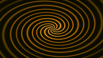 Hypnotic Glowing Orange Neon Spiral Swirl on Dark Background Representing Optical Illusion, Energy Flow, Abstract Movement, and Futuristic Technology Art Wallpaper Design