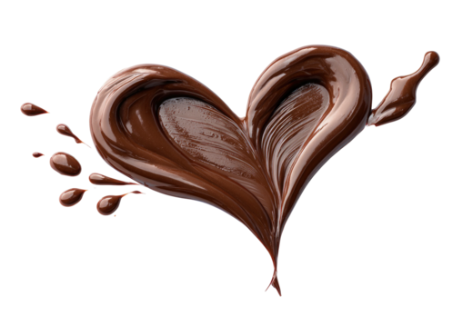 Chocolate heart shape with drops, dark background