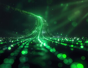 Data Stream Flowing Through AI Code Matrix