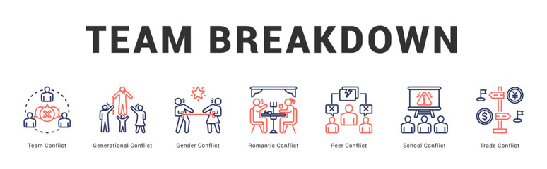 Team Breakdown Modern and clean web banner illustration featuring thematic icons for visual communication