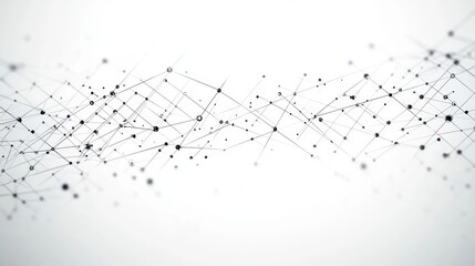 delicate network of black nodes and thin connecting lines on a soft white background, an abstract minimal composition conveying calm connectivity and futuristic precision