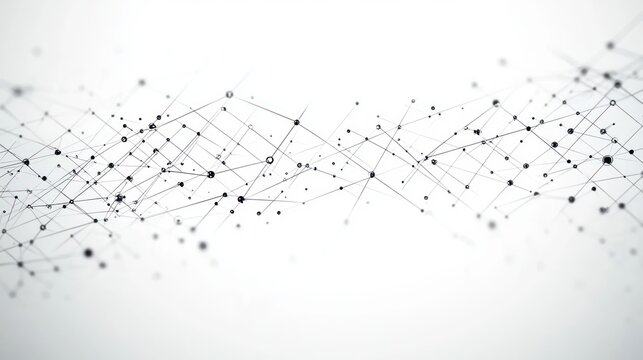 delicate network of black nodes and thin connecting lines on a soft white background, an abstract minimal composition conveying calm connectivity and futuristic precision