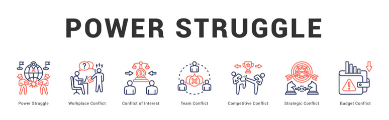 Power Struggle Modern and clean web banner illustration featuring thematic icons for visual communication
