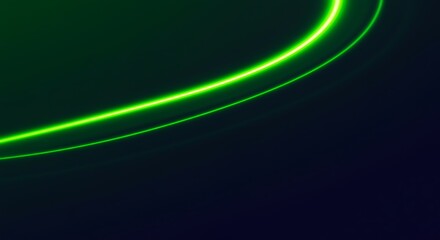 Glowing Green Neon Light Curve on Dark Background