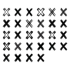 Hand drawn x marks vector collection, symbol of wrong and close.