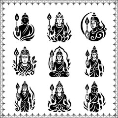 Lord Murugan Vector Icons Set &ndash; Stylized Tamil Hindu God Illustrations"
"Murugan Silhouette Collection &ndash; Vel Symbol and Peacock Elements
"Hindu God Murugan Line Art Logos &ndash; Traditional Tamil Religi