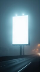 Foggy White Blank Billboard Mockup on Highway Traffic Motion Blur HD Background