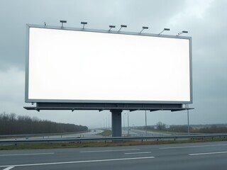White Blank Billboard Mockup on Highway - Clean Minimalist Advertising Space