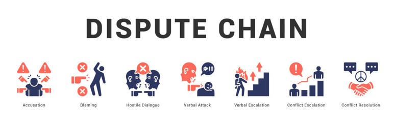 Dispute Chain Modern and clean web banner illustration featuring thematic icons for visual communication
