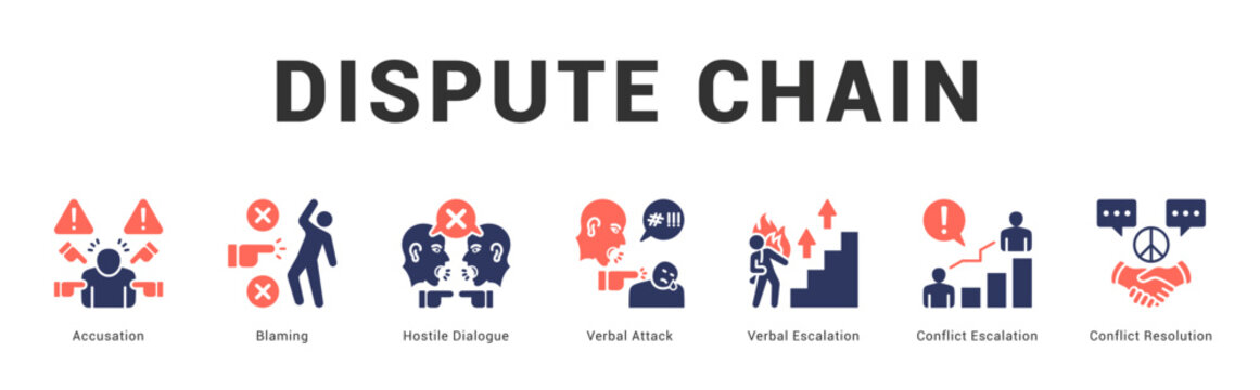 Dispute Chain Modern and clean web banner illustration featuring thematic icons for visual communication