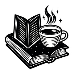 Book and coffee silhouette