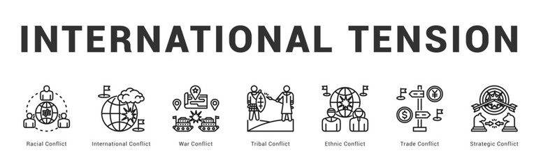 International Tension Modern and clean web banner illustration featuring thematic icons for visual communication
