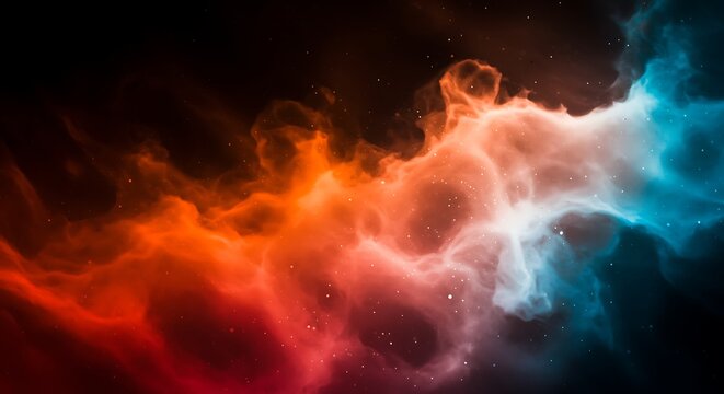 Fiery Orange and Cool Blue Nebula with Starry Background space galaxy
