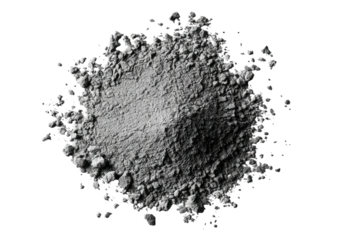 Pile of fine, gray powder against a stark black backdrop