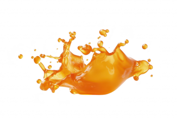 A splash of orange liquid captured mid-air. dynamic movement and energy against a clean white background. ideal for food and beverage advertising