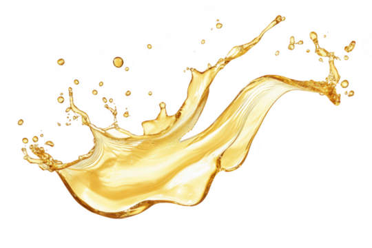 A splash of golden liquid gracefully arcs through the air. fluid dynamics and motion. ideal for culinary or beverage-related themes in advertising or design