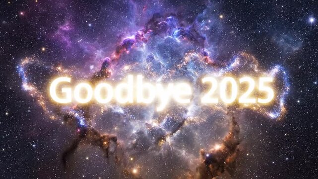 Goodbye 2025 Cosmic Nebula Farewell New Year Celebration.