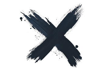A bold black brushstroke forming an X shape on a pristine white background. symbolizing creativity and artistic expression. suitable for design projects or modern art concepts