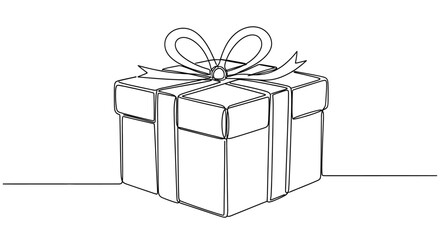 Continuous Line Drawing of a Gift Box for Holiday and Celebration Themes Illustration